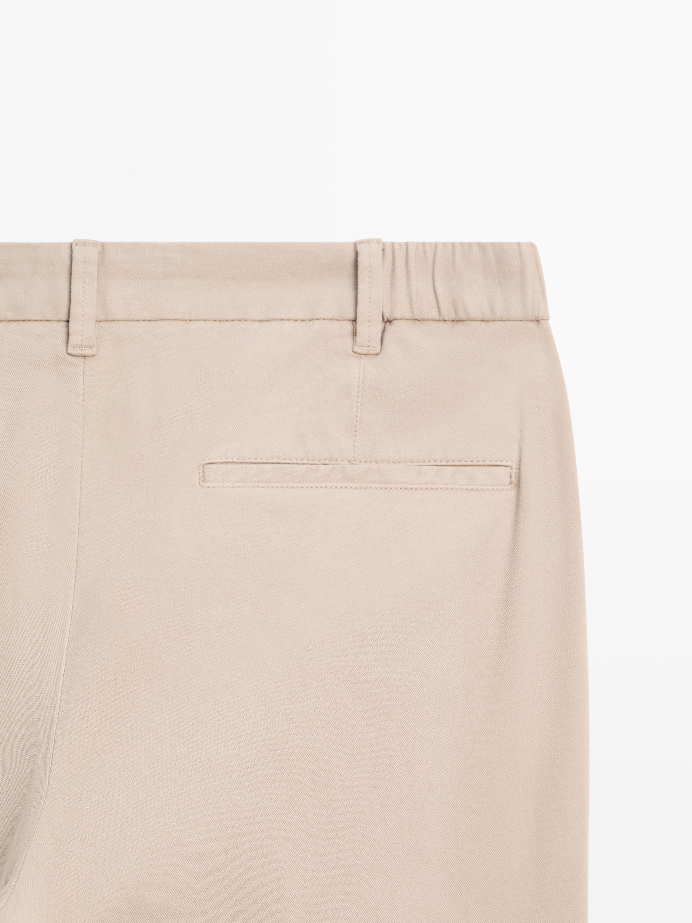 Cotton blend slim fit trousers